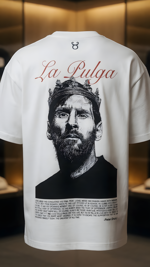 ERMN La Pulga Messi Edition — Peter Drury Quote 240 GSM Oversized Football T-shirt India