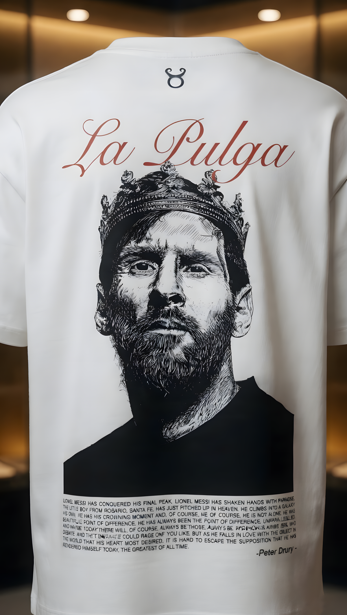ERMN La Pulga Messi Edition 240 GSM oversized football t-shirt — model back India
