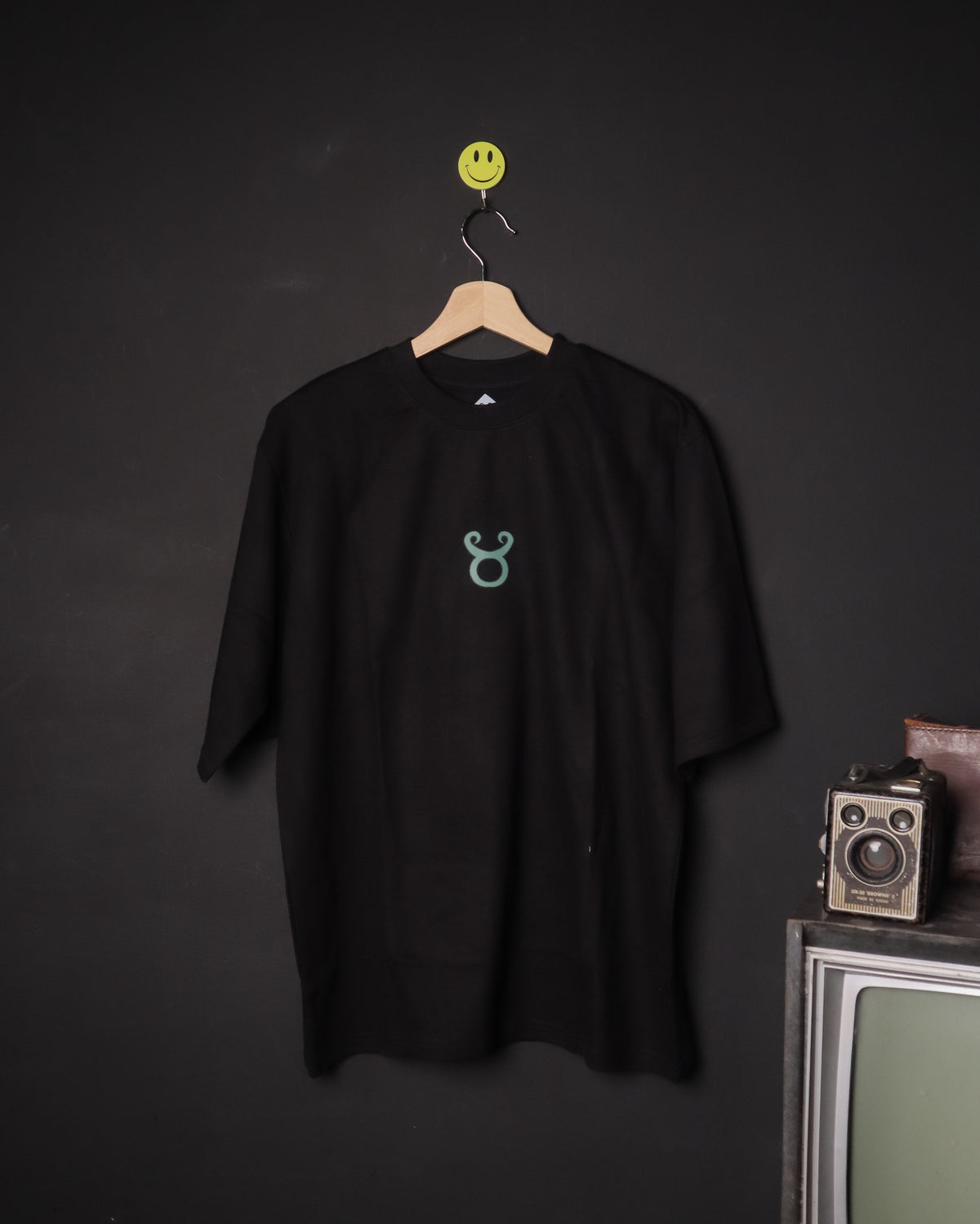 ERMN GOAT Messi Ronaldo Edition 240 GSM oversized football t-shirt — front view model India