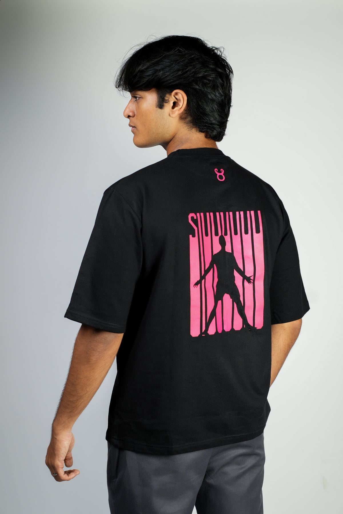 ERMN Siiuu CR7 Cristiano Ronaldo Edition 240 GSM oversized football t-shirt — back view India