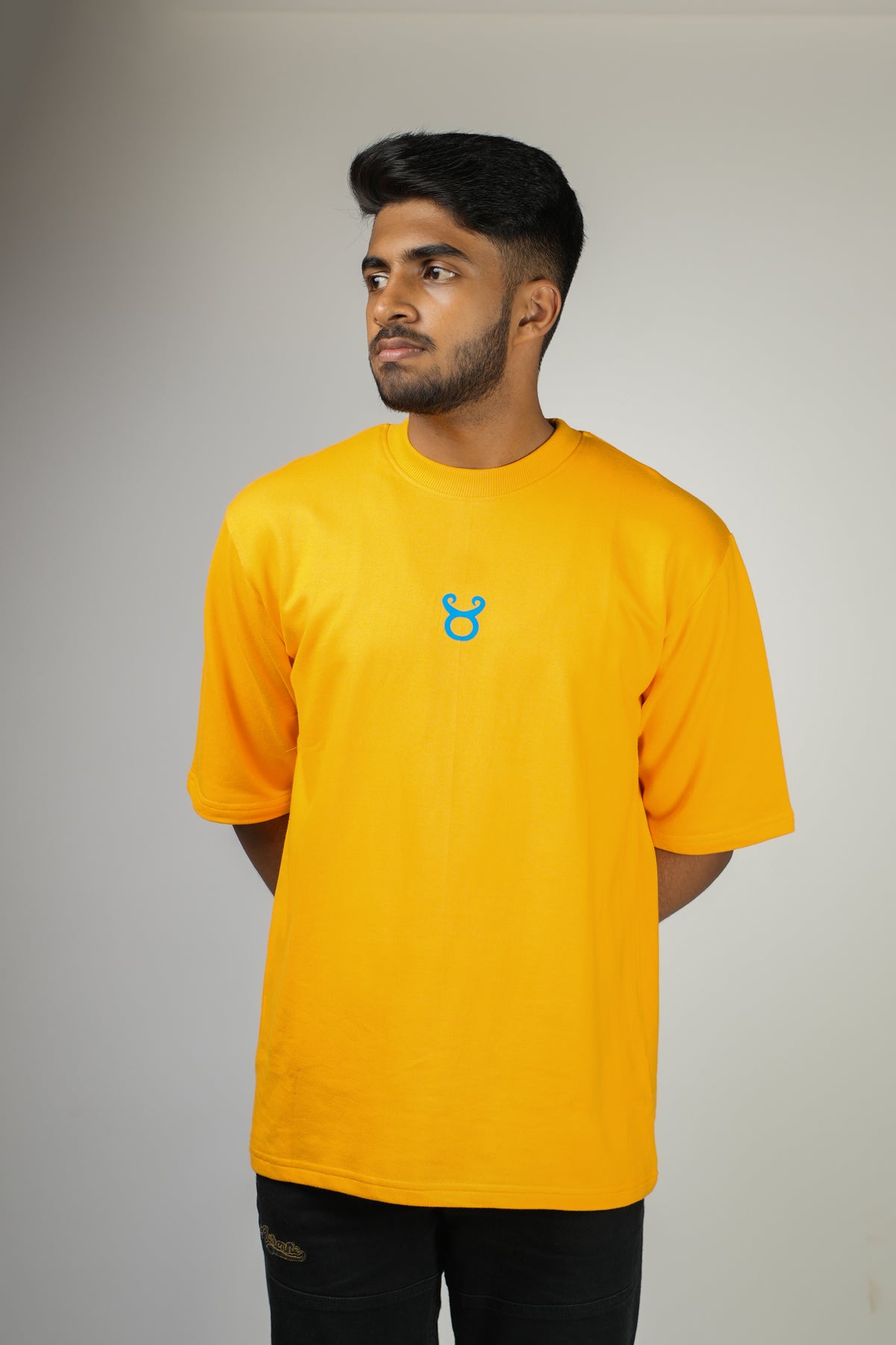 ERMN Kerala Blasters KBFC Edition 240 GSM oversized football t-shirt — model front India