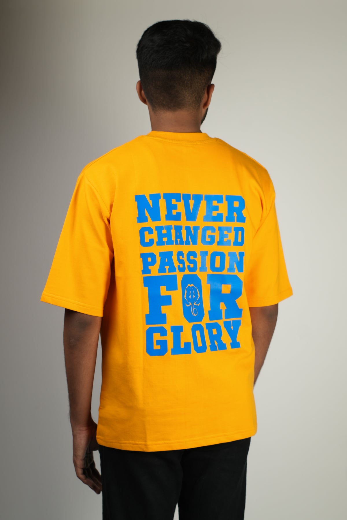 ERMN Kerala Blasters KBFC Edition 240 GSM oversized football t-shirt — model back India